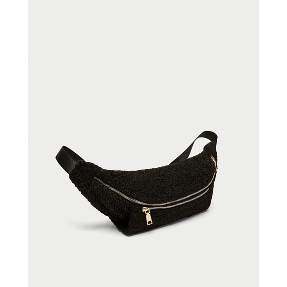 Zara Handbags - Zara | Trafaluc Black Sherpa Belt Bag Fanny Pack